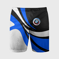 Шорты спортивные мужские BMW - синяя абстракция, цвет: 3D-принт