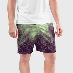Шорты спортивные мужские Абстракция - фиолетовые пятна на зеленом фоне, цвет: 3D-принт — фото 2