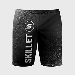 Мужские спортивные шорты Skillet glitch на темном фоне по-вертикали