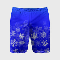 Мужские спортивные шорты Снежинки на синем