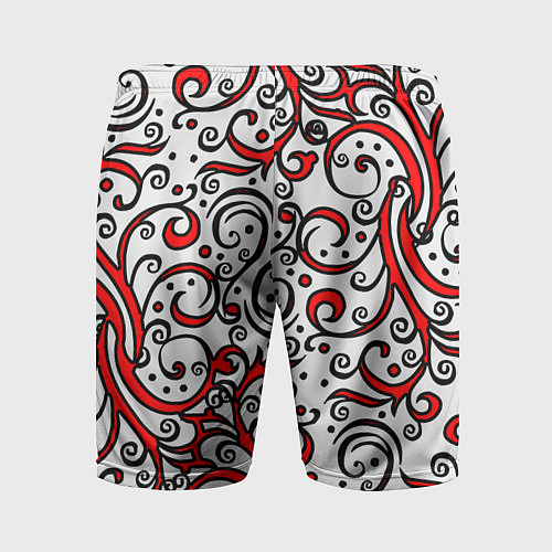 Мужские спортивные шорты Красный кружевной узор / 3D-принт – фото 2