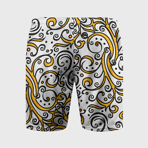 Мужские спортивные шорты Жёлтый кружевной узор / 3D-принт – фото 2