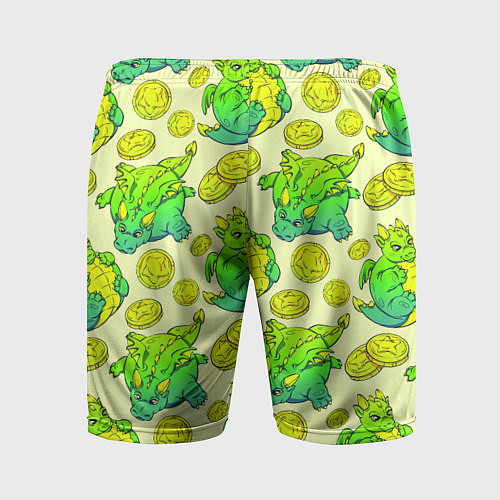 Мужские спортивные шорты Круглые драконы с монетами, зеленый / 3D-принт – фото 2