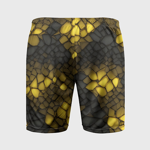 Мужские спортивные шорты Жёлтый трескающийся камень / 3D-принт – фото 2
