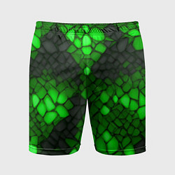 Шорты спортивные мужские Зелёный трескающийся камень, цвет: 3D-принт