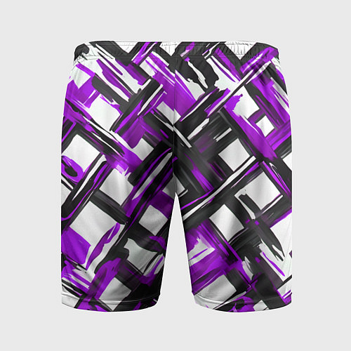 Мужские спортивные шорты Фиолетовые и чёрные мазки / 3D-принт – фото 2