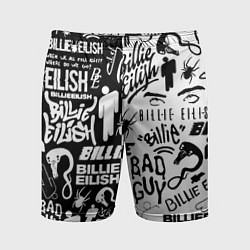 Мужские спортивные шорты Billie Eilish чернобелые битва лого
