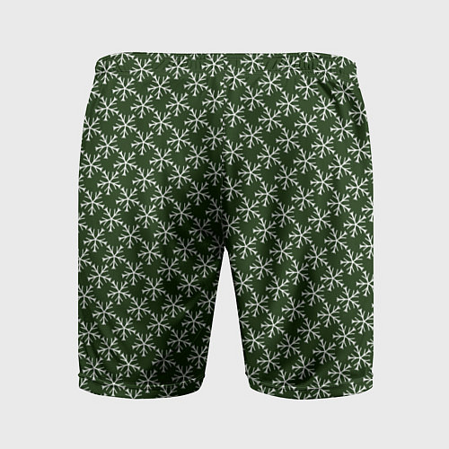 Мужские спортивные шорты Паттерн снежинки тёмно-зелёный / 3D-принт – фото 2