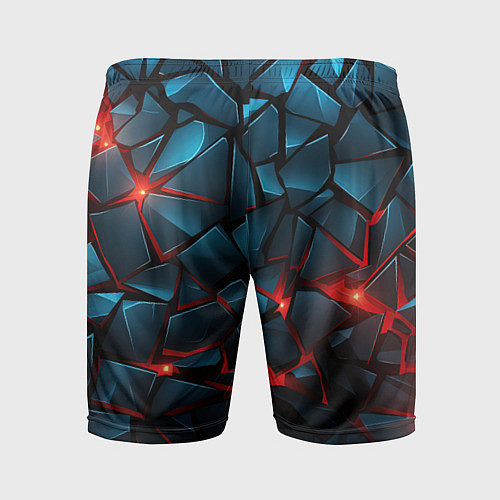 Мужские спортивные шорты Синие плиты с красным разломом / 3D-принт – фото 2