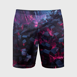 Шорты спортивные мужские Фиолетовые кубы в фиолетовом дыме, цвет: 3D-принт