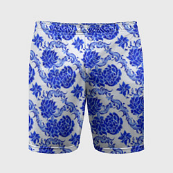 Шорты спортивные мужские Гжель классика, цвет: 3D-принт