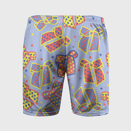 Мужские спортивные шорты Узор с яркими разноцветными бантами в горошек / 3D-принт – фото 2