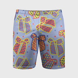 Шорты спортивные мужские Узор с яркими разноцветными бантами в горошек, цвет: 3D-принт