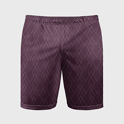 Шорты спортивные мужские Бордовый геометричные линии, цвет: 3D-принт