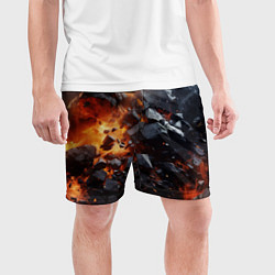 Шорты спортивные мужские Взрыв камней и плит, цвет: 3D-принт — фото 2