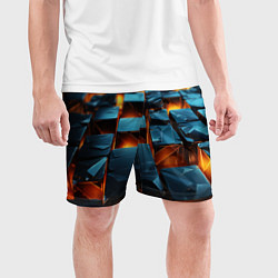 Шорты спортивные мужские Темные плитки в лаве, цвет: 3D-принт — фото 2