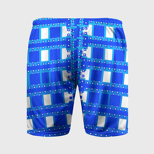 Мужские спортивные шорты Синие и белые квадраты / 3D-принт – фото 2