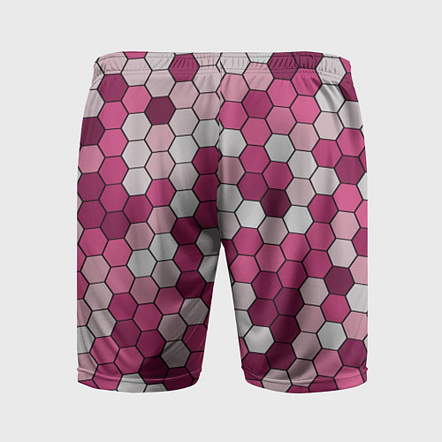 Мужские спортивные шорты Камуфляж гексагон розовый / 3D-принт – фото 2