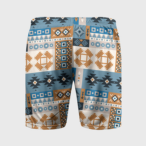Мужские спортивные шорты Этнический мозаичный геометрический паттерн / 3D-принт – фото 2