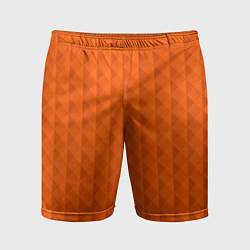Шорты спортивные мужские Объёмные пирамиды сочный апельсиновый, цвет: 3D-принт