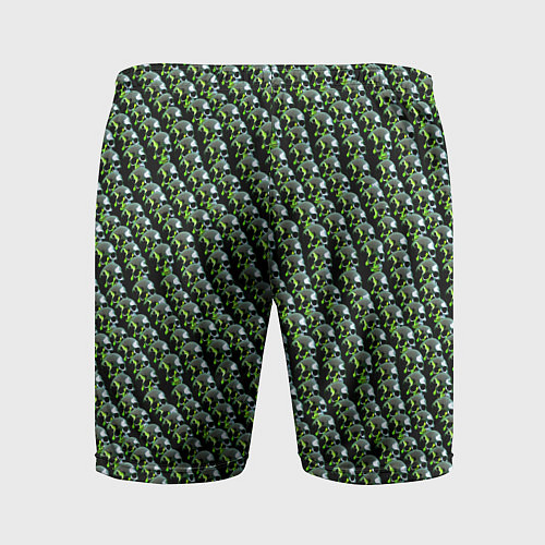 Мужские спортивные шорты Зелёные черепа на чёрном фоне / 3D-принт – фото 2