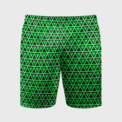 Шорты спортивные мужские Зелёные и чёрные треугольники, цвет: 3D-принт