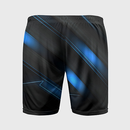 Мужские спортивные шорты Синий неоновый яркий свет на черном абстрактном фо / 3D-принт – фото 2