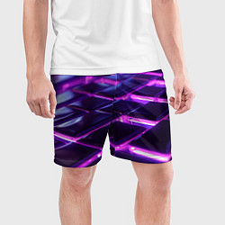 Шорты спортивные мужские Фиолетовая неоновая плитка, цвет: 3D-принт — фото 2