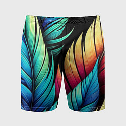 Шорты спортивные мужские Color feathers - neon, цвет: 3D-принт