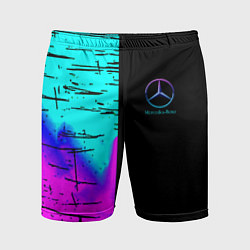 Шорты спортивные мужские Mercedes benz неон текстура, цвет: 3D-принт
