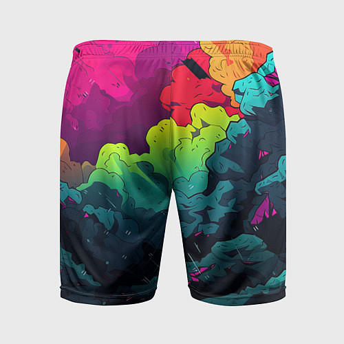 Мужские спортивные шорты Кислотная яркая абстракция / 3D-принт – фото 2