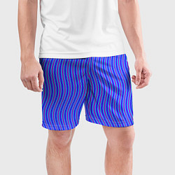Шорты спортивные мужские Неоновые волнистые полосы, цвет: 3D-принт — фото 2