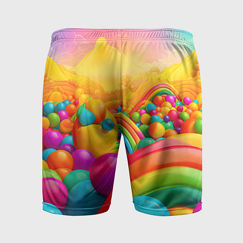 Мужские спортивные шорты Цветные пузыри и радуга / 3D-принт – фото 2