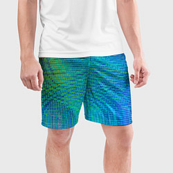 Шорты спортивные мужские Синусоидные волны из квадратиков, цвет: 3D-принт — фото 2
