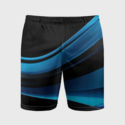 Шорты спортивные мужские Черная и синяя геометрическая абстракция, цвет: 3D-принт