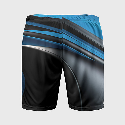 Мужские спортивные шорты Синяя и черная абстракция геометрическая / 3D-принт – фото 2
