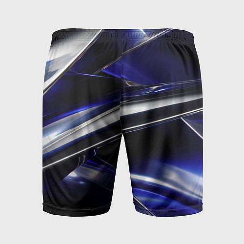 Мужские спортивные шорты Синие и серебреные абстрактные полосы / 3D-принт – фото 2