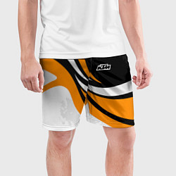 Шорты спортивные мужские КТМ - оранжевые вставки, цвет: 3D-принт — фото 2