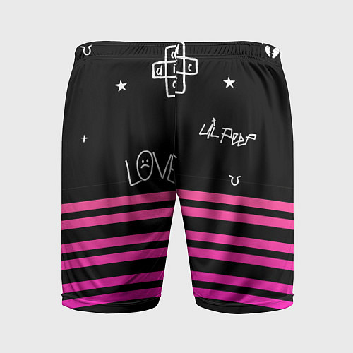 Мужские спортивные шорты Lil Peep розовые полосы / 3D-принт – фото 2