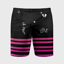 Шорты спортивные мужские Lil Peep розовые полосы, цвет: 3D-принт