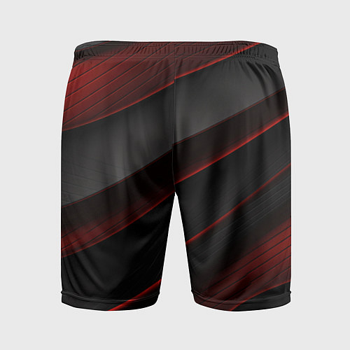 Мужские спортивные шорты Красная абстракция с черными линиями / 3D-принт – фото 2