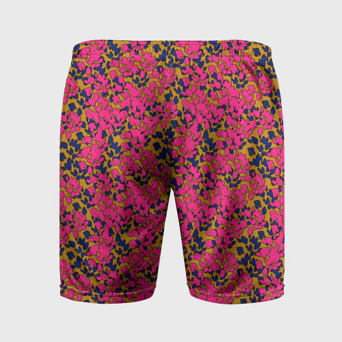 Мужские спортивные шорты Взаимосвязанные листочки, розового жёлтого и синег / 3D-принт – фото 2