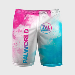 Шорты спортивные мужские Palworld neon gradient style вертикально, цвет: 3D-принт