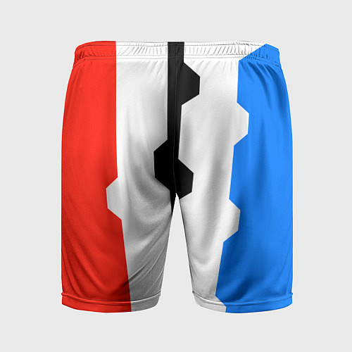 Мужские спортивные шорты Техно линии синий и красный / 3D-принт – фото 2