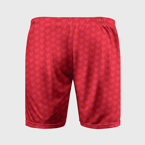 Мужские спортивные шорты Красные сердечки на красном фоне / 3D-принт – фото 2