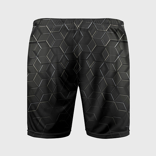 Мужские спортивные шорты Чёрные соты металл / 3D-принт – фото 2