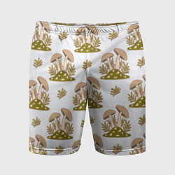 Шорты спортивные мужские Грибы и веточки, цвет: 3D-принт