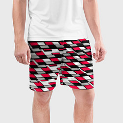 Шорты спортивные мужские Красные четырёхугольники на белом фоне, цвет: 3D-принт — фото 2