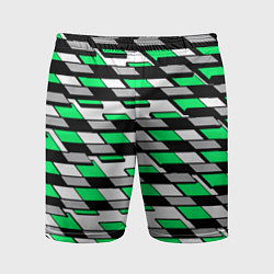 Шорты спортивные мужские Зелёные четырёхугольники на белом фоне, цвет: 3D-принт