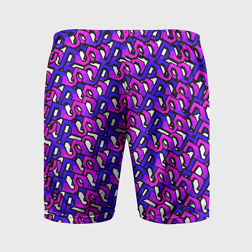 Мужские спортивные шорты Фиолетовый узор и чёрная обводка / 3D-принт – фото 2